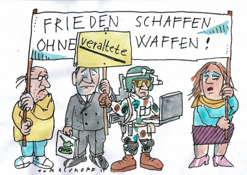 Cartoon: ohne Waffen (medium) by Jan Tomaschoff tagged frieden,rüstung,waffen,pazifismus,frieden,rüstung,waffen,pazifismus