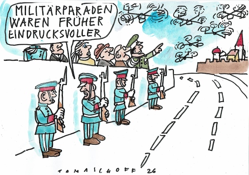 Cartoon: Parade (medium) by Jan Tomaschoff tagged russland,militär,parade,drohnen,waffen,russland,militär,parade,drohnen,waffen