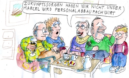 Cartoon: Personalabbau (medium) by Jan Tomaschoff tagged wirtschaft,sparen,personalabbau,wirtschaft,sparen,personalabbau