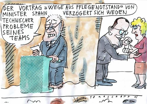 Cartoon: Pflege (medium) by Jan Tomaschoff tagged spahn,pflegenotstand,spahn,pflegenotstand