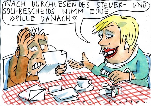 Cartoon: Pille nach Steuern (medium) by Jan Tomaschoff tagged steuern,soli,steuern,soli