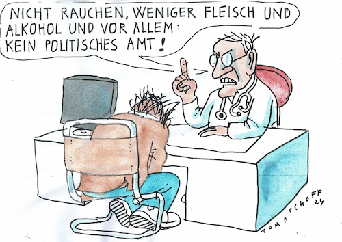 Cartoon: politisches Amt (medium) by Jan Tomaschoff tagged gesundheit,politiker,stress,gesundheit,politiker,stress