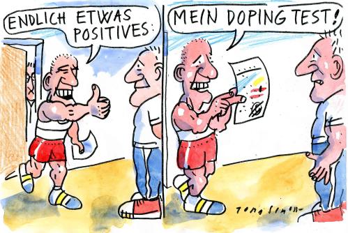 Cartoon: Positiv (medium) by Jan Tomaschoff tagged sport,doping,sport,doping,sportler,test,drogen,abhängigkeit,leistung