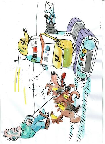 Cartoon: Postmann (medium) by Jan Tomaschoff tagged roboter,post,fachkräftemangel,roboter,post,fachkräftemangel