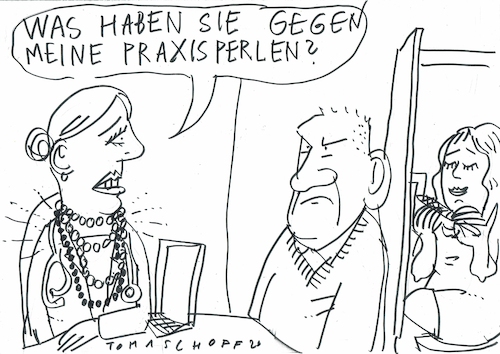 Cartoon: Praxisperlen (medium) by Jan Tomaschoff tagged medizin,praxis,arzthelferin,medizinische,fachangestellte,medizin,praxis,arzthelferin,medizinische,fachangestellte