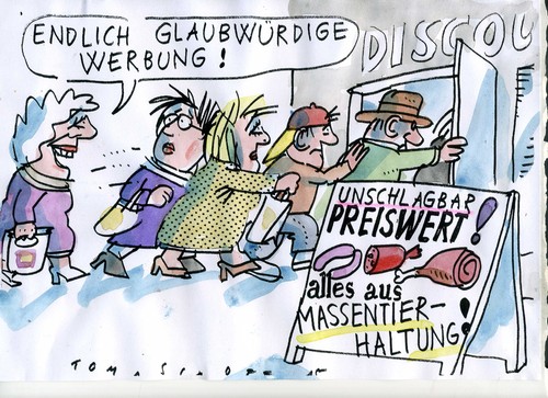 Cartoon: preiswert (medium) by Jan Tomaschoff tagged fleisch,tierhaltung,fleisch,tierhaltung