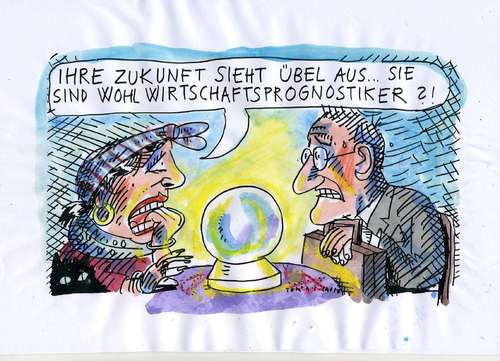Cartoon: Prognose (medium) by Jan Tomaschoff tagged 2010,prognose,wirtschaft