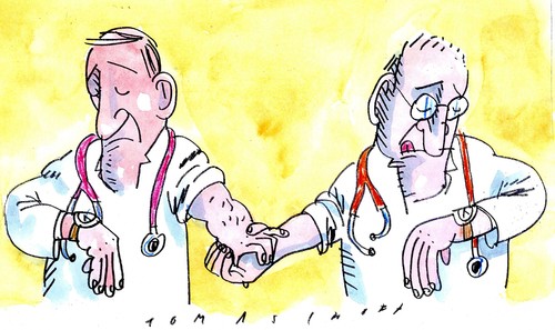Cartoon: Puls (medium) by Jan Tomaschoff tagged puls,arzt,ärzte,stress,arbeit,job,praxis,gesundheit,puls,arzt,ärzte,stress,arbeit,praxis,job,gesundheit