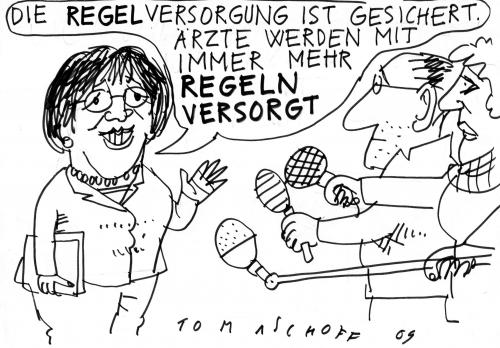 Cartoon: Regelverordnung (medium) by Jan Tomaschoff tagged gesundheitsreform,gesunheitsfond,regelverordnung,ulla,schmidt
