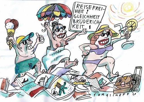 Cartoon: Reisefreiheit (medium) by Jan Tomaschoff tagged freiheit,reisen,wohlstand,demokratie,freiheit,reisen,wohlstand,demokratie