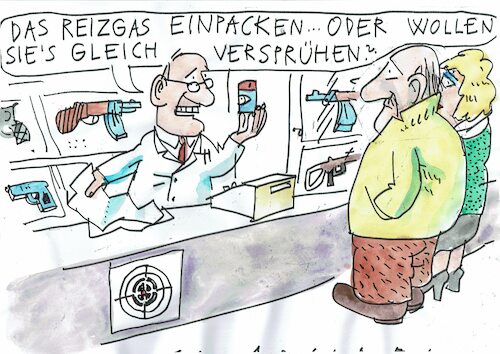 Cartoon: Reizgas (medium) by Jan Tomaschoff tagged waffen,sicherheit,gewalt,waffen,sicherheit,gewalt