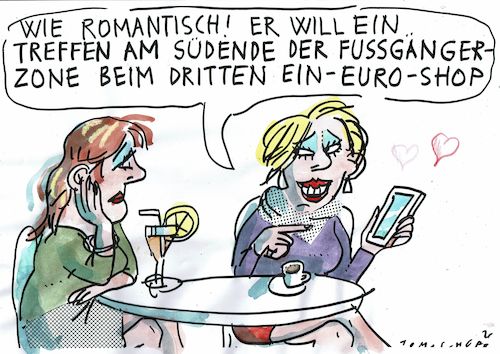 Cartoon: Rendez-vous (medium) by Jan Tomaschoff tagged fussgängerzone,kaufhauspleite,fussgängerzone,kaufhauspleite