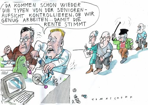 Cartoon: Rente (medium) by Jan Tomaschoff tagged rente,generationenvertrag,jugend,senioren,rente,generationenvertrag,jugend,senioren