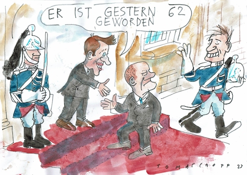 Cartoon: Rente (medium) by Jan Tomaschoff tagged macron,frankreich,rente,macron,frankreich,rente