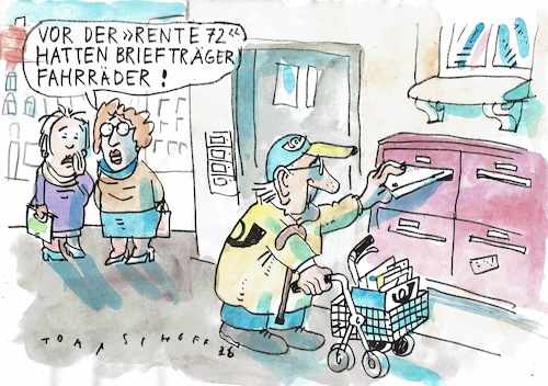 Cartoon: Rente (medium) by Jan Tomaschoff tagged rente,alter,versicherung,demografie,rente,alter,versicherung,demografie
