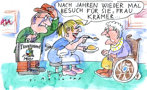 Cartoon: Rentenbesteuerung (medium) by Jan Tomaschoff tagged steuern,renten,alter,steuern,renten,alter