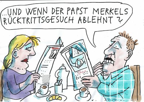 Cartoon: Rücktritt (medium) by Jan Tomaschoff tagged merkel,merkel