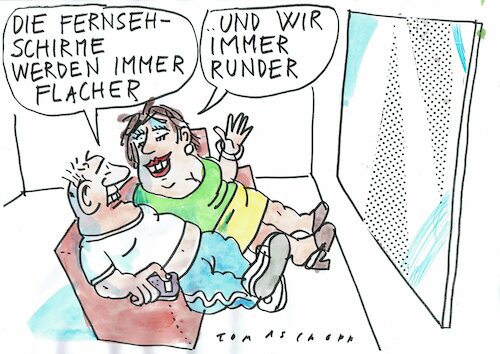 Cartoon: rund (medium) by Jan Tomaschoff tagged übergewicht,tv,übergewicht,tv
