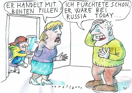 Cartoon: Russia today (medium) by Jan Tomaschoff tagged fake,news,propaganda,russland,fake,news,propaganda,russland