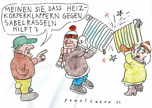 Cartoon: Säbelrasseln (medium) by Jan Tomaschoff tagged ukraine,russland,energie,gas,heizung,ukraine,russland,energie,gas,heizung