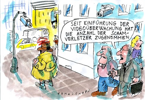 Cartoon: scham (medium) by Jan Tomaschoff tagged überwachung,überwachung,kamera,big brother,big,brother
