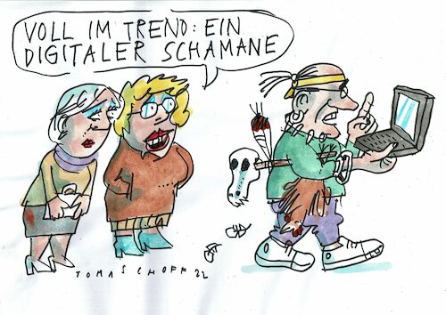 Cartoon: Schamane (medium) by Jan Tomaschoff tagged gesundheit,glaube,psychologie,technologie,gesundheit,glaube,psychologie,technologie