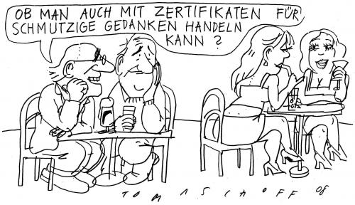 Cartoon: Schmutzige Gedanken (medium) by Jan Tomaschoff tagged zertifikatehandel