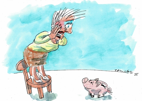 Cartoon: Schrecken (medium) by Jan Tomaschoff tagged sparen,geld,finanzen,sparen,geld,finanzen