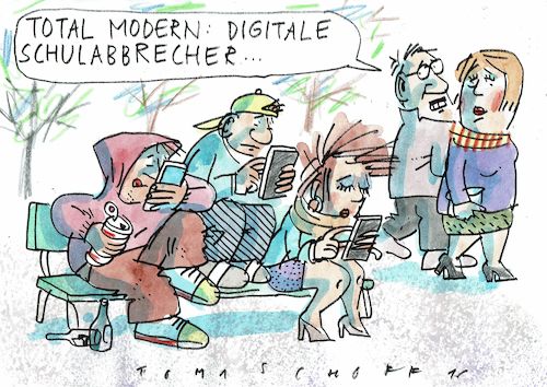 Cartoon: Schulabbrecher (medium) by Jan Tomaschoff tagged schule,internet,digitaliserung,abbruch,schule,internet,digitaliserung,abbruch