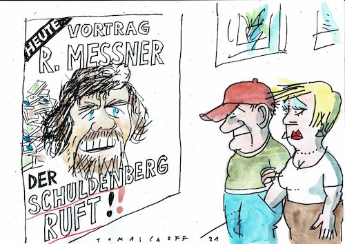 Cartoon: Schuldenberg (medium) by Jan Tomaschoff tagged schulden,kredite,schulden,kredite