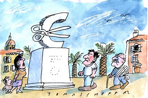 Cartoon: Schuldenschnitt (medium) by Jan Tomaschoff tagged schuldenschnitt,griechenland,eurokrise,schuldenschnitt,griechenland,eurokrise