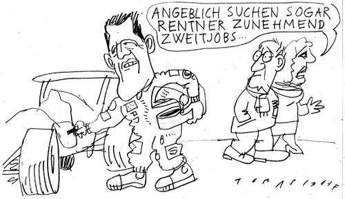 Cartoon: Schumacher (medium) by Jan Tomaschoff tagged schumacher,mercedes,formel,f1,rentner,renten