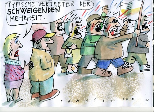 Cartoon: schweigende Mehrheit (medium) by Jan Tomaschoff tagged populisten,intoleranz,populisten,intoleranz