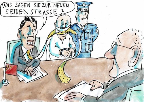 Cartoon: Seidenstrasse (medium) by Jan Tomaschoff tagged china,wirtschaft,demokratie,china,wirtschaft,demokratie