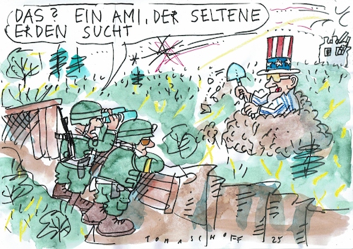 Cartoon: seltene Erden (medium) by Jan Tomaschoff tagged ukraine,usa,seltene,erden,krieg,deal,ukraine,usa,seltene,erden,krieg,deal