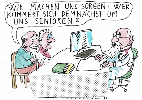 Cartoon: Senioren (medium) by Jan Tomaschoff tagged gesundheit,ärzte,alter,gesundheit,ärzte,alter