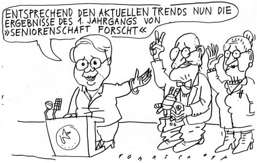 Cartoon: Seniorenschaft forscht (medium) by Jan Tomaschoff tagged senioren,renten,rentner,alterspyramide,generationen