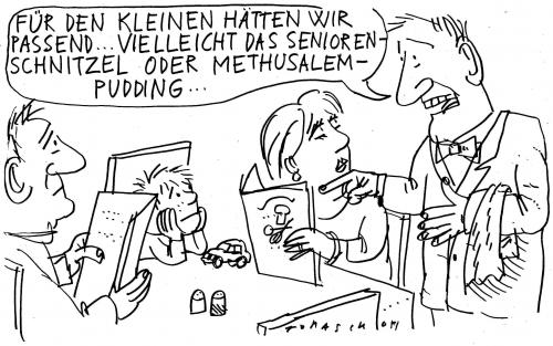 Cartoon: Seniorenschnitzel (medium) by Jan Tomaschoff tagged generationen