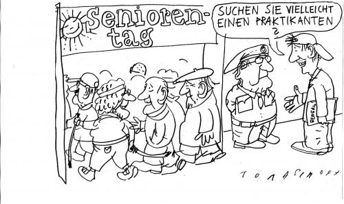 Cartoon: Seniorentag (medium) by Jan Tomaschoff tagged senioren,praktikanten,generationen,jobs,berufe,arbeitsplätze
