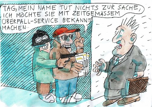 Cartoon: Service (medium) by Jan Tomaschoff tagged kriminalität,überfall,kriminalität,überfall