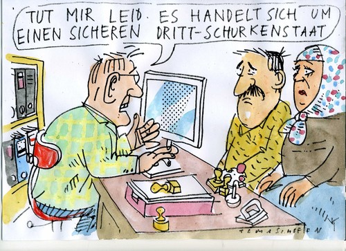 Cartoon: sicher (medium) by Jan Tomaschoff tagged abschiebung,migration,migration,abschiebung