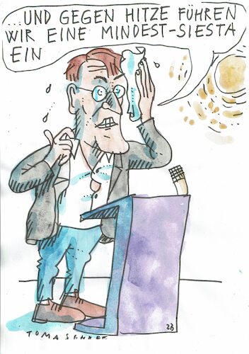 Cartoon: Siesta (medium) by Jan Tomaschoff tagged hitze,gesundheit,lauterbach,siesta,hitze,gesundheit,lauterbach,siesta