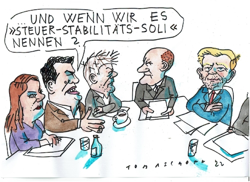 Cartoon: Soli (medium) by Jan Tomaschoff tagged soli,steuern,staatsfinanzen,soli,steuern,staatsfinanzen