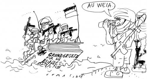 Cartoon: Somalia (medium) by Jan Tomaschoff tagged somalia,piraten,entführungen,gsg9,ksk,grundgesetz,auslandseinsätze