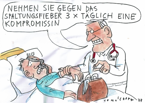 Cartoon: Spaltung (medium) by Jan Tomaschoff tagged spaltung,demokratie,toleranz,streitkultur,spaltung,demokratie,toleranz,streitkultur