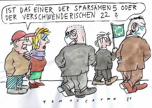Cartoon: sparsam (medium) by Jan Tomaschoff tagged eu,corona,finanzen,schulden,eu,corona,finanzen,schulden