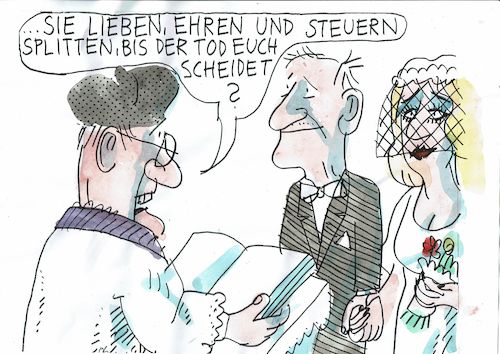 Cartoon: Splitting (medium) by Jan Tomaschoff tagged ehe,steuern,splittng,ehe,steuern,splittng