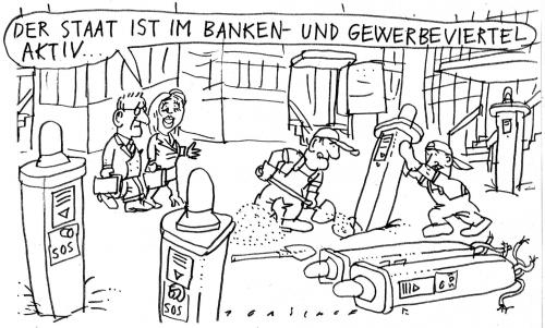 Cartoon: Staatshilfe (medium) by Jan Tomaschoff tagged banken,staatshilfen,milliardenkredite,bürgschaften,konjunkturprogramme