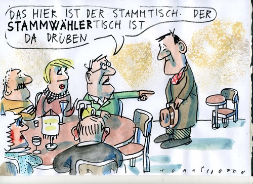 Cartoon: Stammwähler (medium) by Jan Tomaschoff tagged wahlen,volksparteien,wahlen,volksparteien