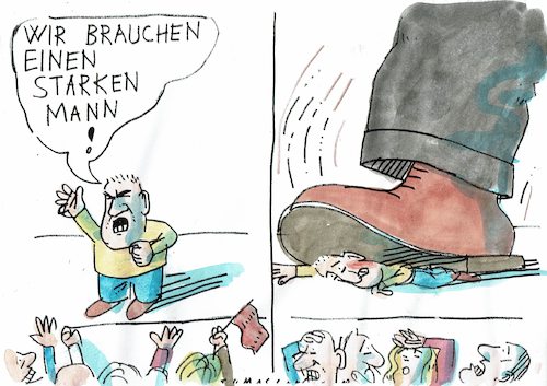 Cartoon: starker Mann (medium) by Jan Tomaschoff tagged diktatur,präsidialsystem,diktatur,präsidialsystem